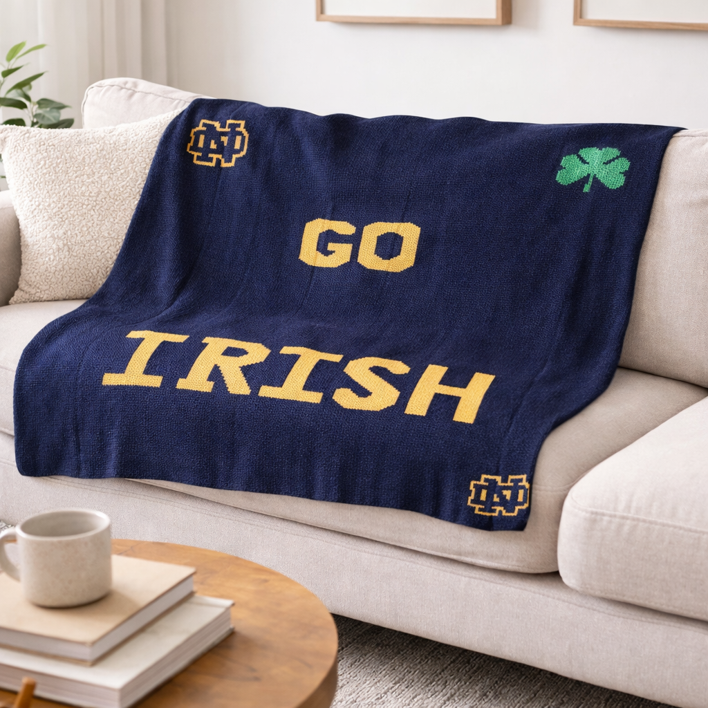 Notre Dame Double-Knit Oversized Throw Blanket